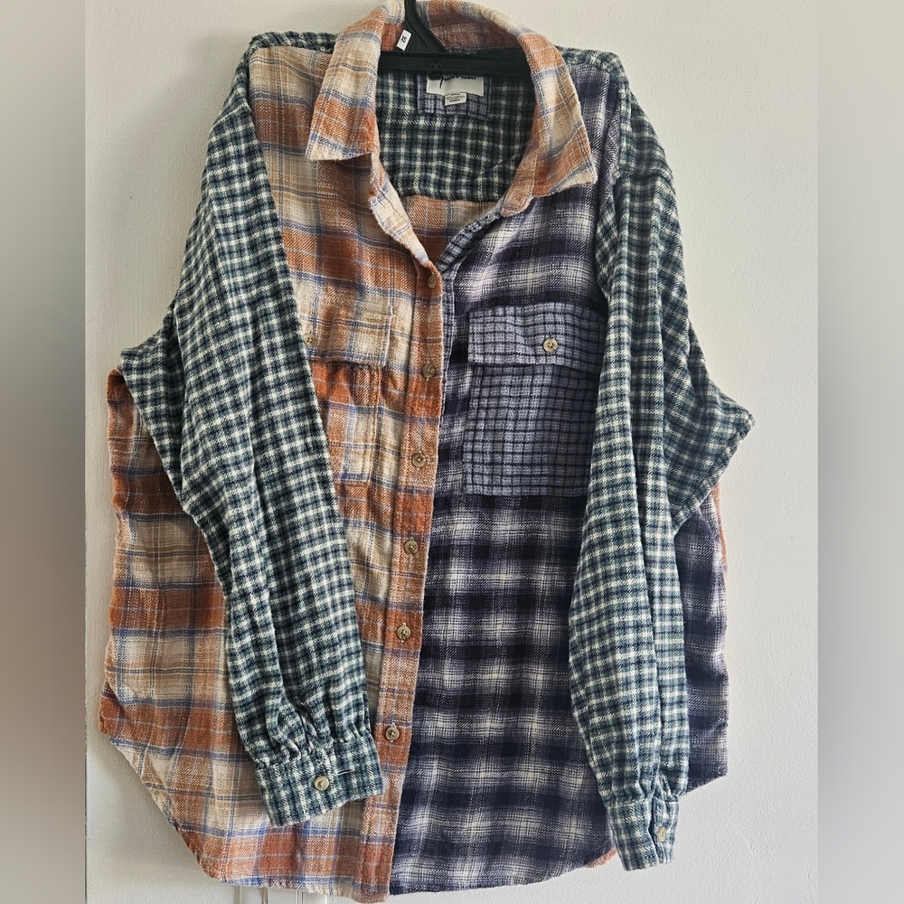 American Eagle Outfitters Men's Patchwork Plaid Shirt